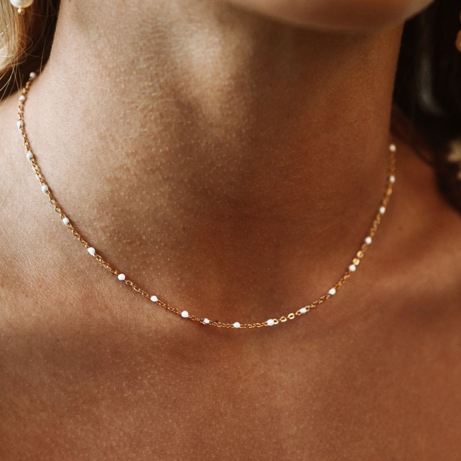 Necklacesnecklaces Atolea Jewelry | White Beaded Choker