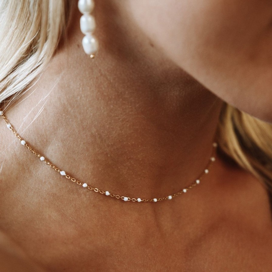 Necklacesnecklaces Atolea Jewelry | White Beaded Choker