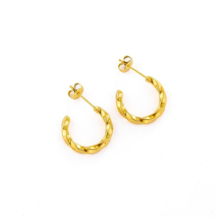 Earringsearrings Atolea Jewelry | Twisted Gold Hoop Earrings